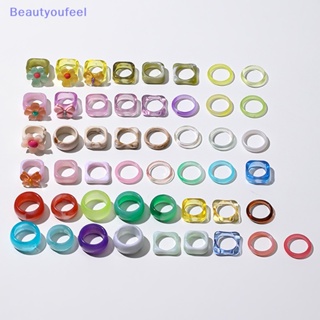 [Beautyoufeel] แหวนเรซิ่นน่ารัก สีแคนดี้ สไตล์เกาหลี เครื่องประดับแฟชั่น สําหรับผู้หญิง