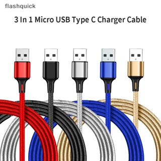 Flashquick 3 In 1 สายชาร์จ Micro Usb Type C หลายพอร์ต Usb สายชาร์จ Usb หลายช่อง ดี