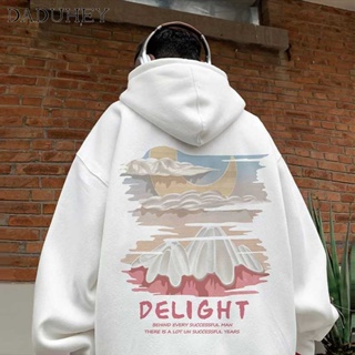 DaDuHey🔥 Mens Hong Kong Style Retro Fashionable Printed Long-Sleeve Hooded Top 2023 Autumn Fashion Brand Oversize Fashionable All-Match Hooded Sweater