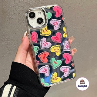 เคสโทรศัพท์มือถือ TPU กันสิ่งสกปรก ลายหัวใจ สีสันสดใส สําหรับ IPhone 11 14 Pro Max 12pro 13Promax XS XR
