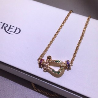 Fred/fred สร้อยคอโซ่ไทเทเนียม จี้รูปเกือกม้า ประดับเพชร ขนาดเล็ก 18K สีโรสโกลด์ สําหรับผู้หญิง