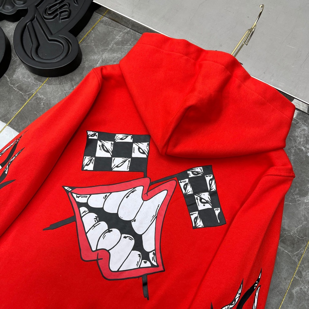 x7ly-chrome-hearts-2023-autumn-and-winter-new-graffiti-red-mouth-logo-printed-decorative-design-loose-hooded-sweater-for-men-and-women