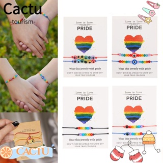 Cactu LGBT สร้อยข้อมือ เชือกลูกปัด สีรุ้ง ปรับได้ เครื่องประดับคู่รัก ของขวัญแฮนด์เมด