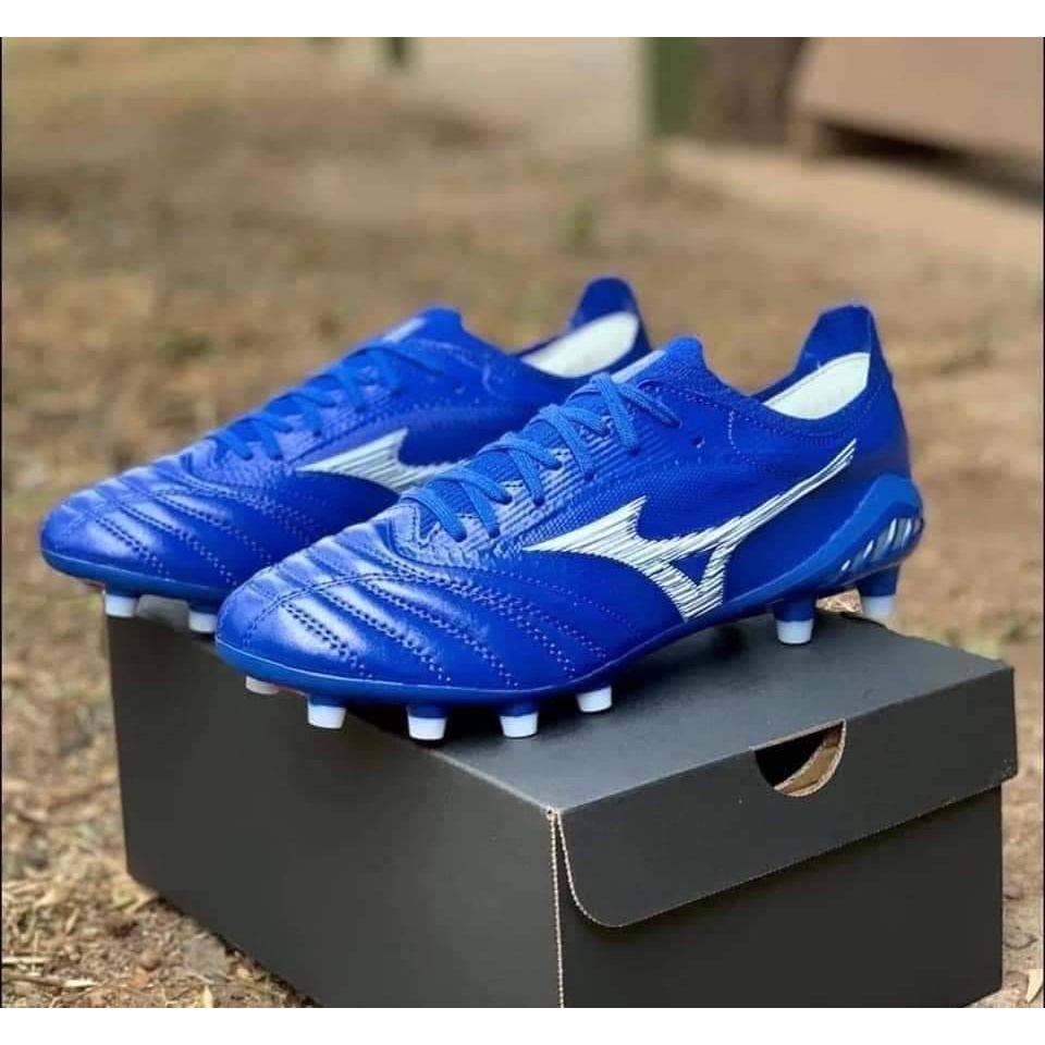 mizuno-สีน้ำเงินขาว-รองเท้าสตั๊ดสีน้ำเงินขาว-made-in-japan-งานหนังวัวฟอกนิ่ม-พร้อมกล่อง-ใส่ไม่พอดี-เปลี่ยนไซส์ได้