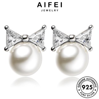 AIFEI JEWELRY ตุ้มหู หนีบ ไข่มุก แฟชั่น อารมณ์กลม Silver ต่างหู เครื่องประดับ ผู้หญิง เครื่องประดับ เกาหลี แท้ ต้นฉบับ เงิน 925 ห่วง E203