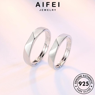 AIFEI JEWELRY เกาหลี Silver แหวน 925 รูปสี่เหลี่ยมขนมเปียกปูนอารมณ์ ต้นฉบับ เงิน คู่รัก เครื่องประดับ แฟชั่น แท้ เครื่องประดับ R50
