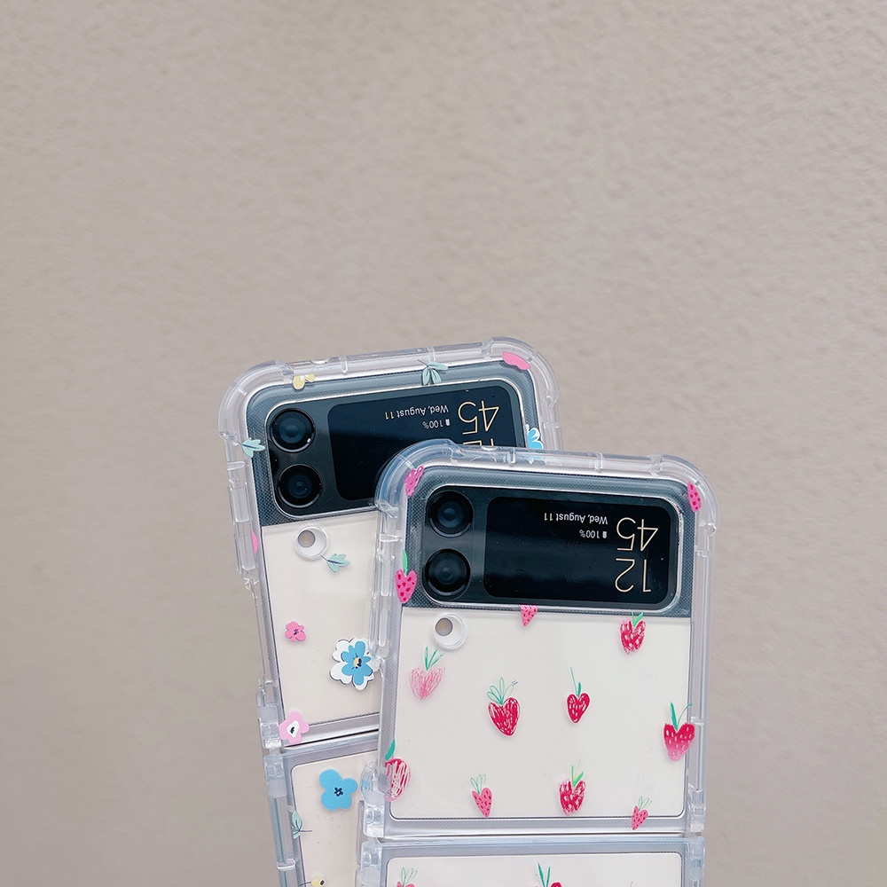 เคสโทรศัพท์มือถือ-tpu-ลายดอกไม้-หัวใจ-สําหรับ-samsung-galaxy-z-flip4-z-flip3-z-flip4-z-flip3