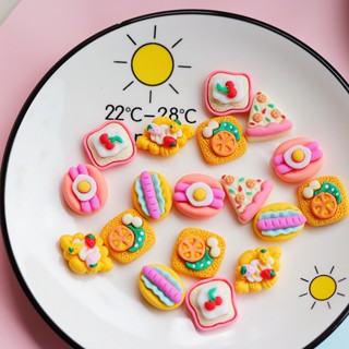 การ์ตูนขนมปังปิ้ง Crocs Jibbitz Charm Ham Egg Jibitz Pizza Food Croc Jibbits สําหรับเด็ก อุปกรณ์เสริมรองเท้า DIY จี้รองเท้า หมุดตกแต่ง