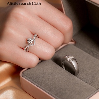 Alittlesearch11 แหวนแต่งงาน ฝังเพทาย ปรับได้ ของขวัญ สําหรับผู้หญิง และผู้ชาย