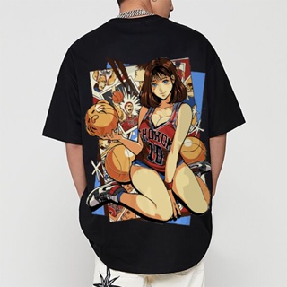 Slamdunk T Shirt Oversized Anime Beauties Design Front And Back Printed Tshirt Black Top_09
