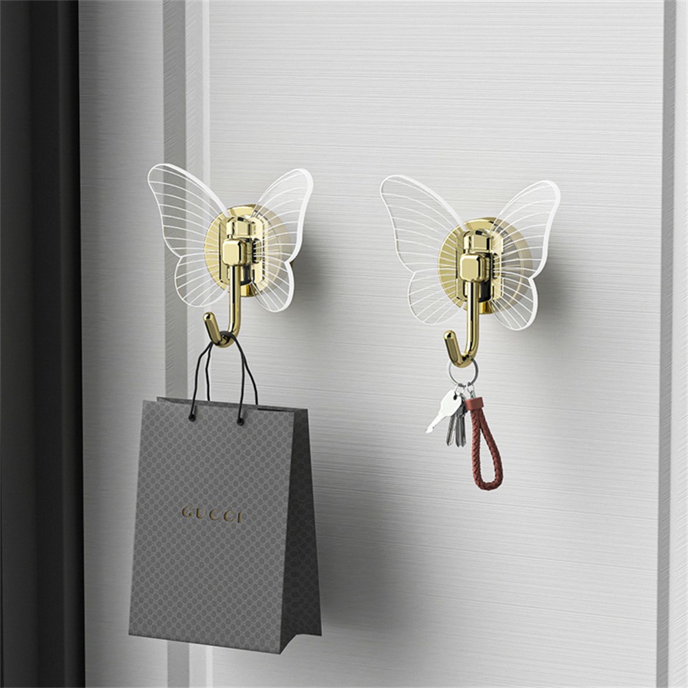 creative-light-luxury-butterfly-hook-bathroom-punch-free-wall-hook-ตะขอแขวนเสื้อผ้าไร้รอยต่อประตูทางเข้าโถงทางเดิน-strong-adhesive-hook-ame1-ame1