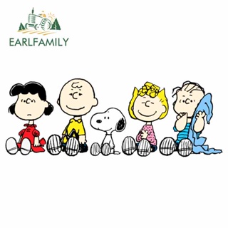 Earlfamily สติกเกอร์ ลายการ์ตูน Snoopy ป้องกันรอยขีดข่วน สําหรับติดตกแต่งประตูรถยนต์ 13 ซม. x 4.8 ซม.