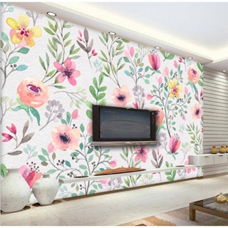 วอลเปเปอร์ติดผนัง ลายดอกไม้ 3D สีน้ํา สําหรับห้องนั่งเล่น ห้องนอน ห้องรับประทานอาหาร