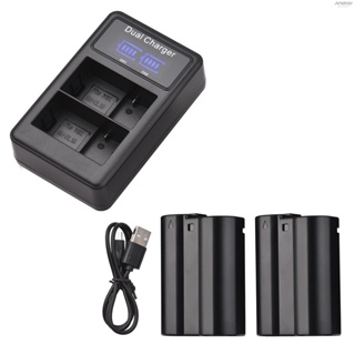 EN-EL15 Battery &amp; Charger Kit 2pcs 7.4V 2550mAh Battery + 1pc LED2-EL15 Dual Channel Camera Battery Charger USB Port LED Screen Display Replacement for  Z6 Z7 1 V1 D500 D600 D