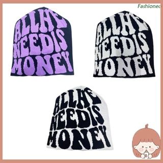 One Y2K Beanies Need Is Money Slouchy Beanie Grunge Skullies หมวกบีนนี่ผู้หญิง หมวกกะโหลก