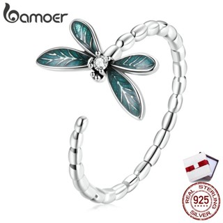 Bamoer Silver 925 dragonfly Finger Ring Adjustable Size with Zircon Fashion Jewelry Gifts For Women BSR216