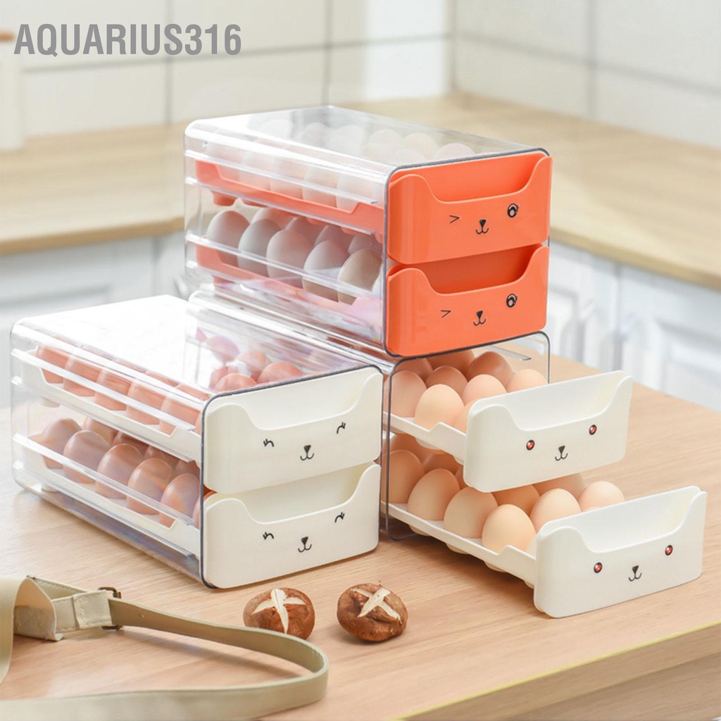 aquarius316-ลิ้นชักไข่สองชั้นโปร่งใสยาวช่องใส่ไข่อิสระตู้เก็บไข่สำหรับตู้เย็น