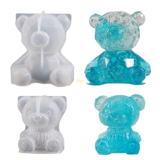 Flgo แม่พิมพ์ซิลิโคนเรซิ่น อีพ็อกซี่ รูปหมีน่ารัก 3D สําหรับทําเทียนหอมสบู่ DIY