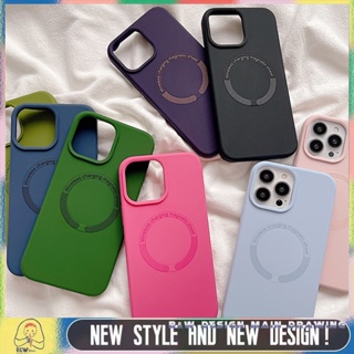 เคสโทรศัพท์มือถือ ซิลิโคน แม่เหล็ก สีพื้น กันกระแทก สําหรับ iPhone 14 13 12 11 Pro Max