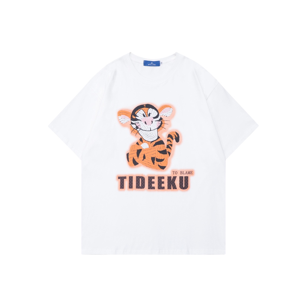 ระบายสี TIDEEKU ชายเสื้อคอกลม ออกแบบลายพิมพ์ลายการ์ตูนหลวมๆ | Shopee ...