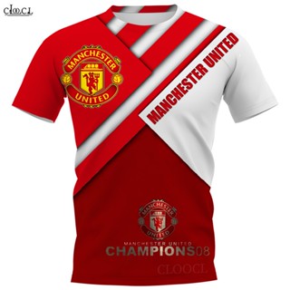 เสื้อยืดลําลอง แขนสั้น คอกลม พิมพ์ลายทีมฟุตบอล Manchester United 3D