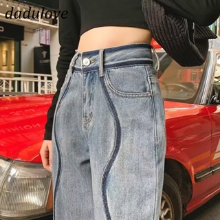 DaDulove💕 New Korean Version of INS Retro Thin Jeans Niche Line High Waist Straight Pants Large Size Trousers
