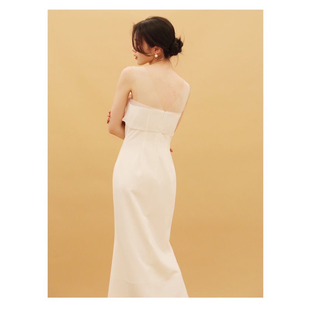 ชุดเดรสยาว-ผ้าตาข่าย-สีขาว-เรียบง่าย-สไตล์ฝรั่งเศส-สําหรับเจ้าสาว-qh087