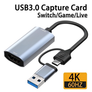 อะแดปเตอร์การ์ดจับภาพวิดีโอ USB3.0 HDMI เป็น USB C การ์ดจับภาพเสียง Type-C สําหรับเครื่องบันทึกวิดีโอสตรีมมิ่ง เล่นเกม