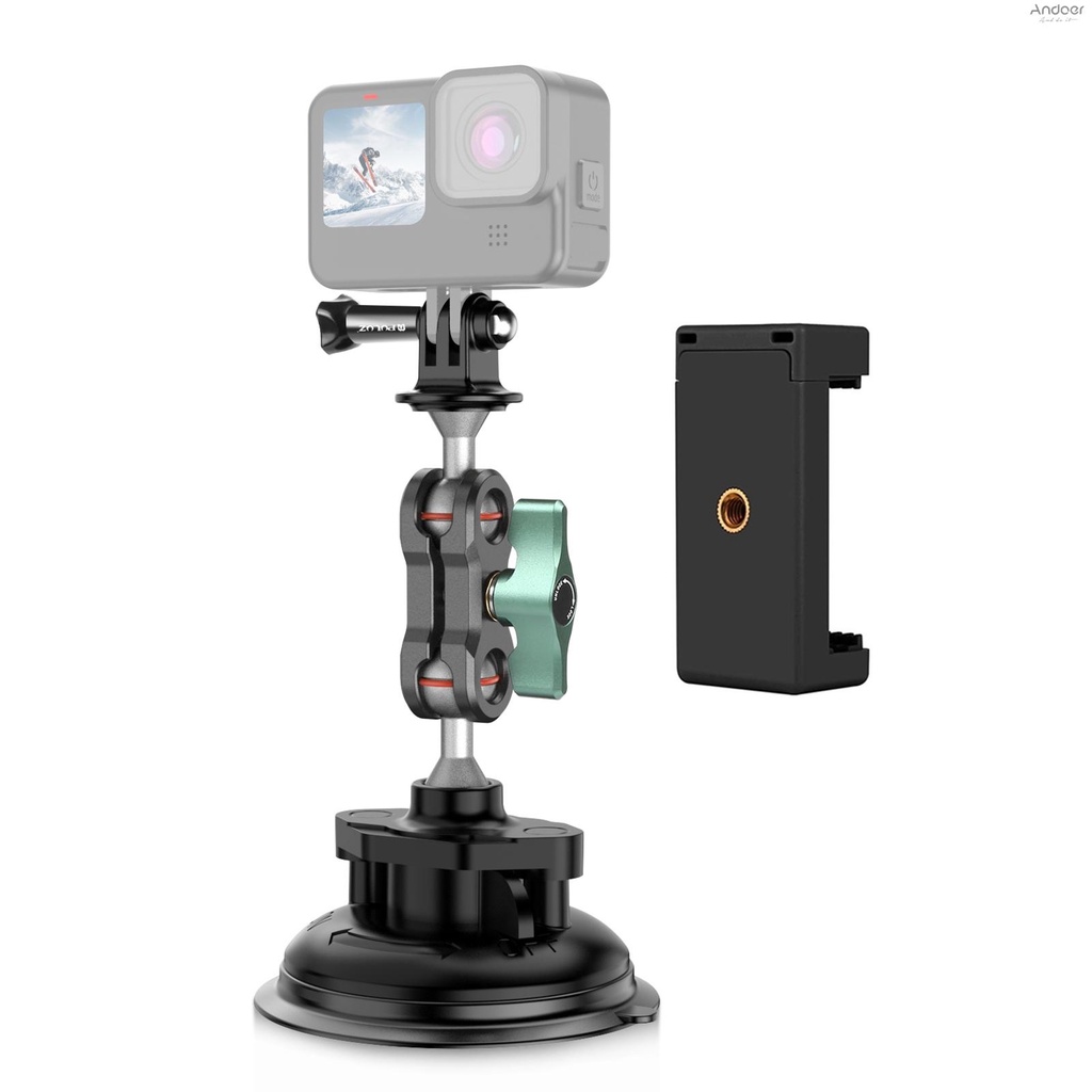 puluz-pu848-suction-cup-mount-for-phone-suction-camera-mount-dual-360-rotatable-ballheads-with-phone-holder-sports-camera-mounting-adapter-replacement-for-11-10-9-8-iph