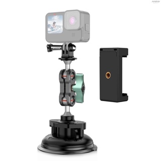 PULUZ PU848 Suction Cup Mount for Phone Suction Camera Mount Dual 360° Rotatable Ballheads with Phone Holder Sports Camera Mounting Adapter Replacement for   11/10/9/8 iPh
