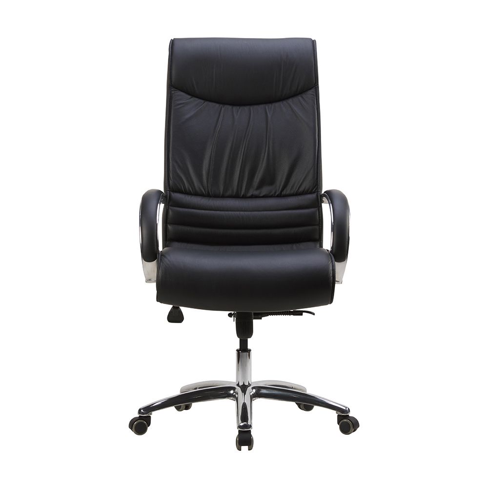 INDEX LIVING MALL เก้าอี้สำนักงานพีวีซี เก้าอี้ผู้บริหาร เก้าอี้เบาะหนัง พนักพิงสูง รุ่นคอนเกรซ - สีดำ เก้าอี้สีดำ เหล็กชุบโครเมียม