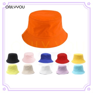 ONLY&amp;YOU [หมวกสีส้ม] หมวกบักเก็ต พับได้ กันแดด สีไม่ซ้ำ สีพื้น มินิมอล ใส่เที่ยว bucket Ins ปรับขนาดได้ 56-58cm สไตล์เกาหลี สําหรับผู้หญิง และนักเรียน ก้าวไกล อุปกรณ์ชุมนุม