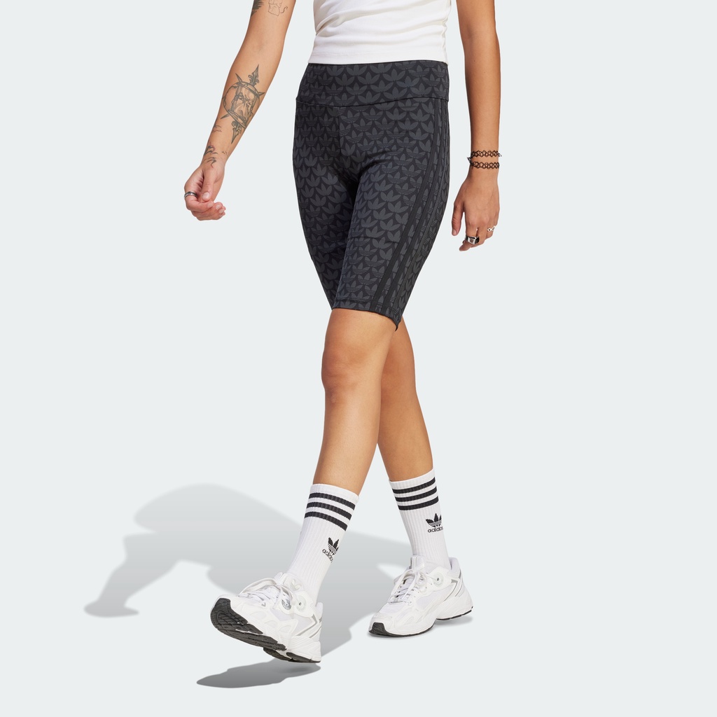 adidas-ไลฟ์สไตล์-กางเกงปั่นจักรยานขาสั้น-trefoil-monogram-ผู้หญิง-สีดำ-ii3191