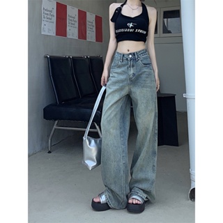 DaDuHey🎈 Women Summer New American Style Ins High Street Retro Jeans Niche High Waist Wide Leg Plus Size Pants