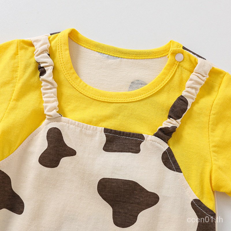 cow-print-baby-clothing-ชุดรอมเปอร์-จั๊มสูท-รอมเปอร์-แขนสั้น-พิมพ์ลายวัว-ฤดูร้อน-สําหรับเด็กผู้ชาย-และเด็กผู้หญิง