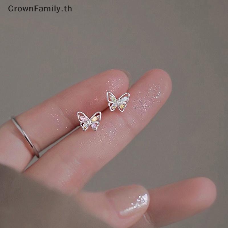 crownfamily-ใหม่-ต่างหูเพทาย-คริสตัล-รูปผีเสื้อ-เครื่องประดับ-สําหรับผู้หญิง-งานแต่งงาน-ปาร์ตี้-th