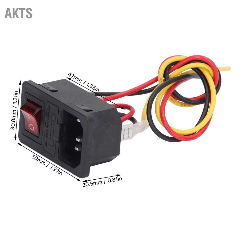 akts-4pcs-3d-printer-connector-ฟิวส์สวิตช์ไฟพร้อมไฟแสดงสถานะ-3pin-iec320-c14-inlet-rocker-switch-ac250v-10a