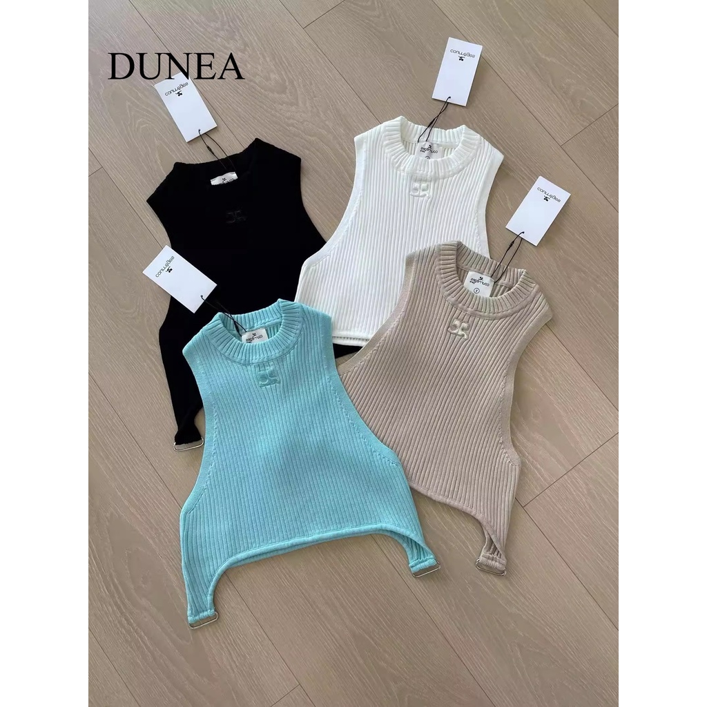 dunea-เสื้อกล้ามถัก-แขนกุด-ทรงไม่สมมาตร-สีกุหลาบ-สําหรับผู้หญิง