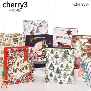 Cherry3 ถุงของขวัญคริสต์มาส ลายซานตาคลอส พร้อมหูหิ้ว สําหรับใส่คุกกี้ เค้ก 12 ชิ้น