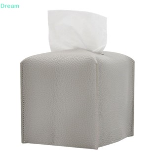 &lt;Dream&gt; ที่ใส่กล่องทิชชู่ ทรงสี่เหลี่ยม พร้อมเข็มขัดด้านล่าง หนัง PU สําหรับตกแต่งโต๊ะ ห้องน้ํา ออฟฟิศ