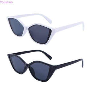 Dahuo แว่นกันแดด ทรงตาแมว สีขาว ย้อนยุค เดินทาง UV400 แฟชั่น สีดํา ผู้หญิง หลายเหลี่ยม แว่นตา
