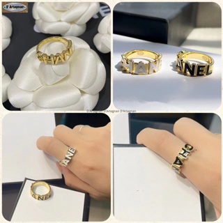 {Boutique Spot} แหวนโลหะทองเหลือง ชุบทอง รูปตัวอักษร CC สไตล์เกาหลี เรโทร หรูหรา ไม่จางหาย คุณภาพสูง สําหรับผู้หญิง 2023