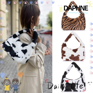 Daphne กระเป๋าถือ กระเป๋าโท้ท ผ้ากํามะหยี่ขนนิ่ม ลายวัว หรูหรา สําหรับผู้หญิง