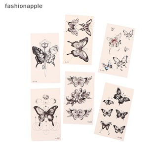 [fashionapple] สติกเกอร์รอยสักชั่วคราว ลายผีเสื้อ ดอกไม้ 3D กันน้ํา 1 แผ่น