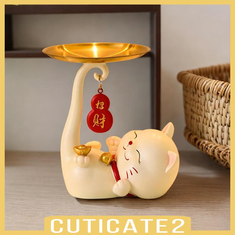 cuticate2-ถาดเรซิ่น-รูปปั้นแมว-สําหรับตกแต่งบ้าน-ชั้นวางหนังสือ-เครื่องประดับ-กุญแจ