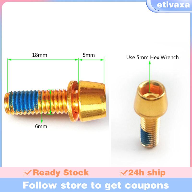 etivaxa-สกรูก้านเบรก-น้ําหนักเบา-m6x18-มม-อุปกรณ์เสริม-สําหรับซ่อมแซมจักรยานเสือหมอบ-6-ชิ้น