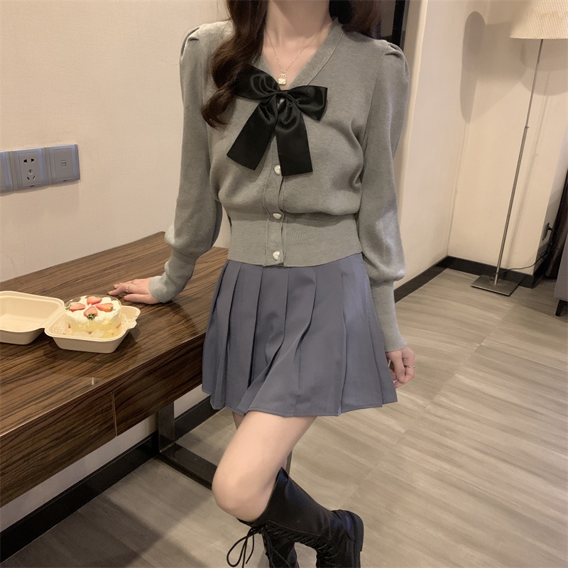 เสื้อแจ็กเก็ตกันหนาว-คอวี-ผ้าถัก-ประดับโบว์-แฟชั่นฤดูใบไม้ร่วง-และฤดูหนาว-สําหรับผู้หญิง-6bum