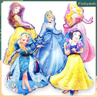 ❀ Disney Princess อลูมิเนียมฟอยล์บอลลูน Belle Snow White Cinderella Elsa Ariel ลูกโป่งวันเกิดของตกแต่งงานเลี้ยงเด็กของขวัญของเล่นเด็ก