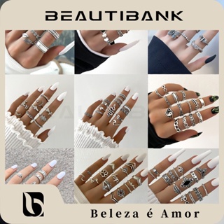Beautibank แหวน รูปดอกไม้ สไตล์วินเทจ หลายชิ้น