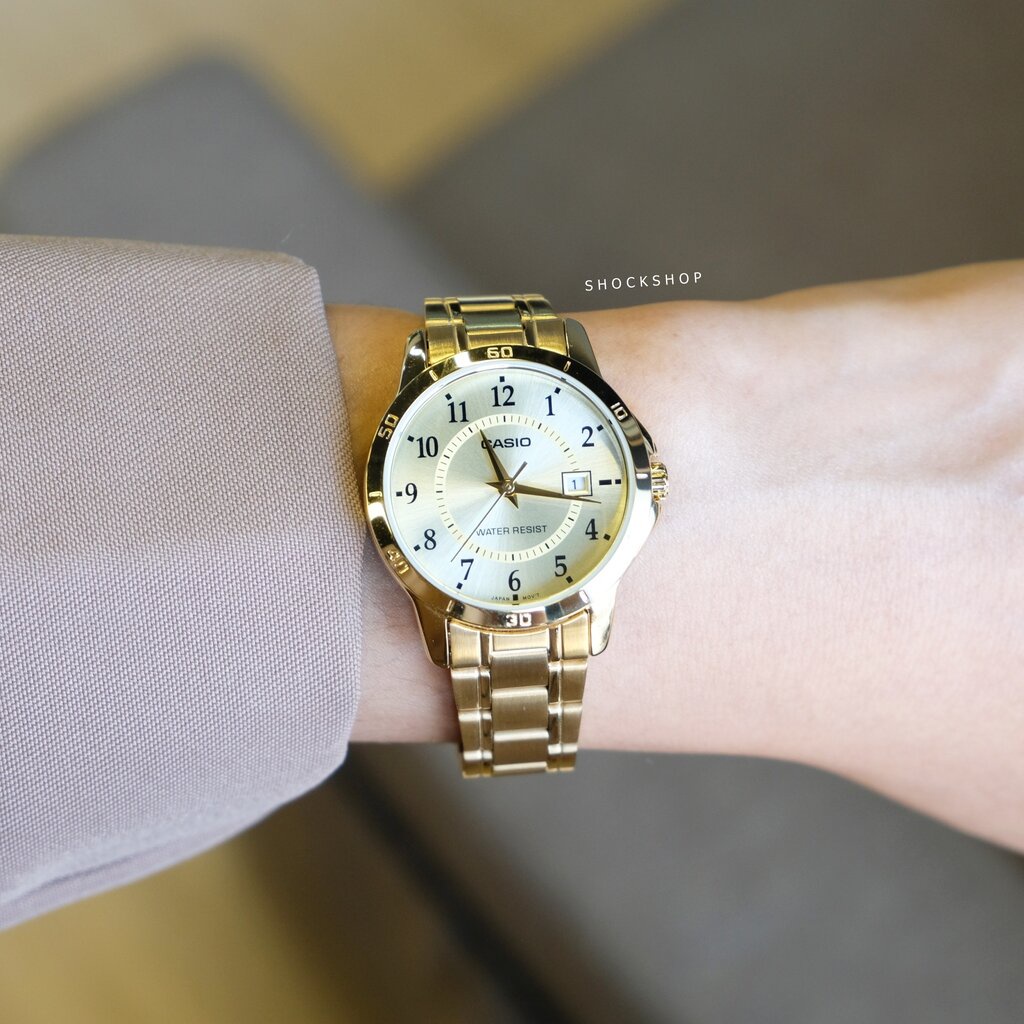 นาฬิกาผู้หญิง CASIO รุ่น LTP-V004G-9B สายสแตนเลสสีทอง คาสิโอ | Shopee ...